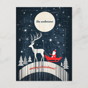 Anpassadet Santa on Sledge Pulled by an Elk Helg Vykort