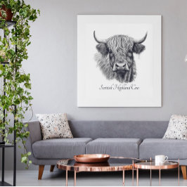 Anpassadet Scottish Highland Cow Sketch Poster