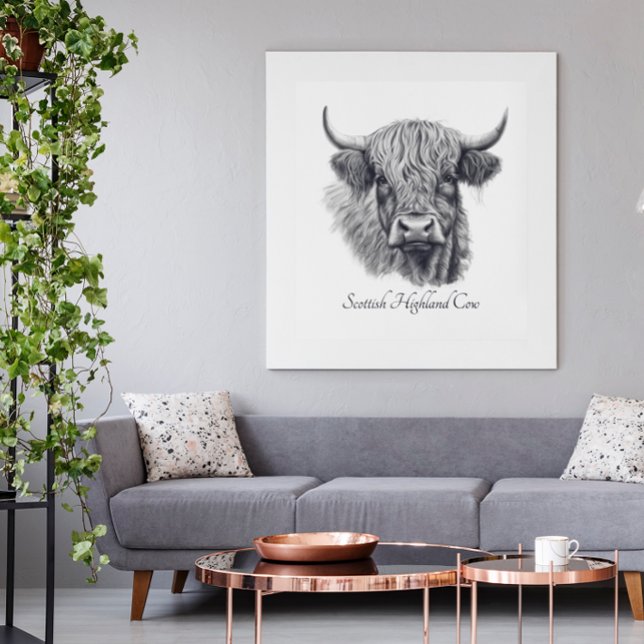 Anpassadet Scottish Highland Cow Sketch Poster (Skapare uppladdad)