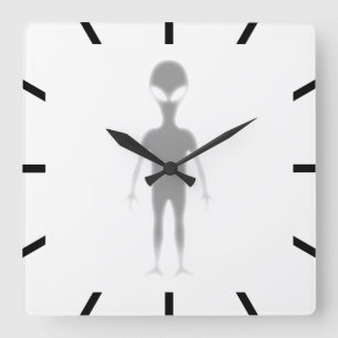 Anpassadet Shadow Alien, utskriven bakgrund färg Fyrkantig Klocka