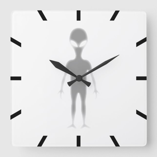 Anpassadet Shadow Alien, utskriven bakgrund färg Fyrkantig Klocka (Framsida)