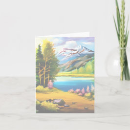 Anpassadet sjö i vattenfärgen kort