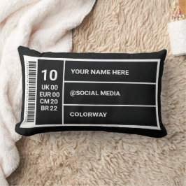 Anpassadet Skådeskbox etikett för visningsrum för  Lumbarkudde