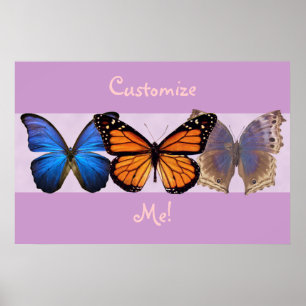 Anpassadet Skriv ut tre Söt Butterflies Poster