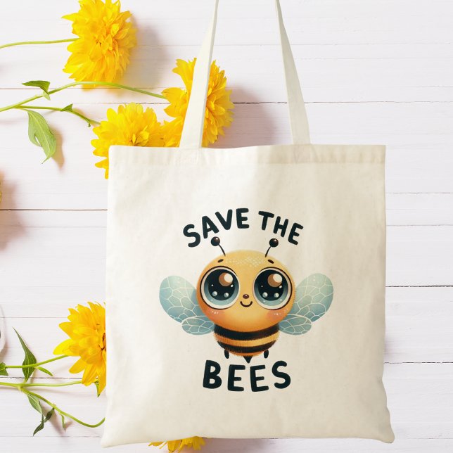 Anpassadet Spara the Bees' Eco-Friendly Tote Bag Tygkasse (Skapare uppladdad)