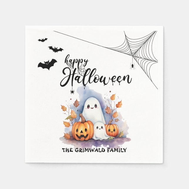 Anpassadet Spooky Halloween Papper Napkins Pappersservett (Framsidan)
