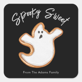 Anpassadet Spooky Sweet Ghost Sugar Cookie Fyrkantigt Klistermärke