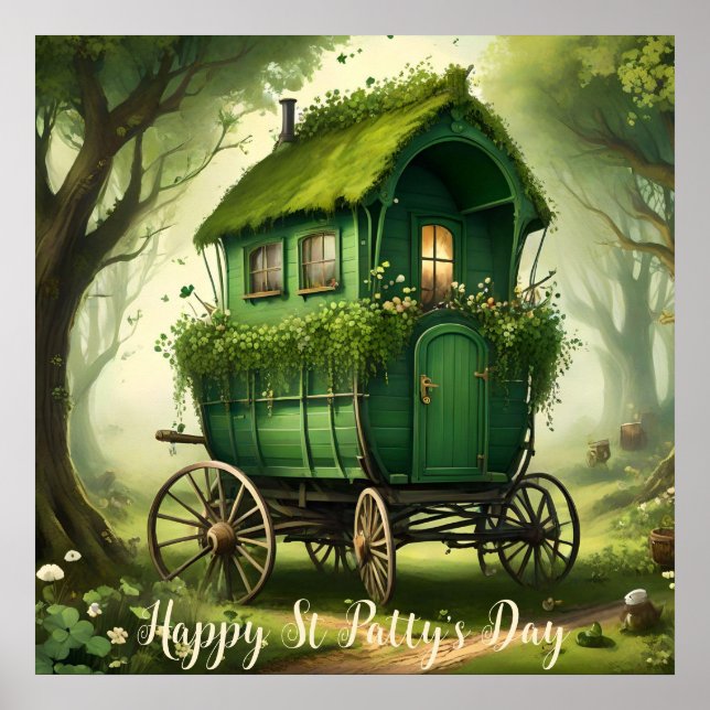 Anpassadet St Patrick's Day Boho Gypsy Wagon. Poster (Framsidan)
