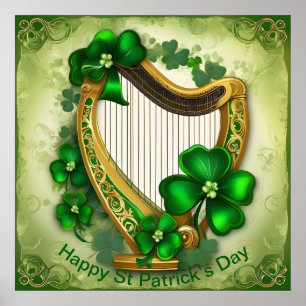 Anpassadet St Patrick's Day Harp. St patty dag Poster