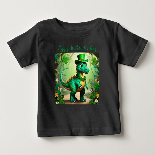 Anpassadet St Patrick's Day Whimsical Dinosaur. T Shirt (Framsida)
