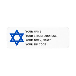 anpassadet "STAR OF DAVID" Returadress Etikett