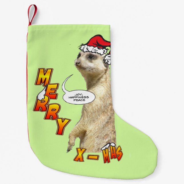 Anpassadet Stocking på jultomte Meerkat Liten Julstrumpa (Framsidan)