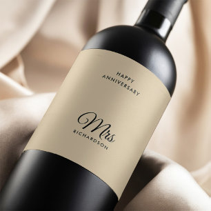 Anpassadet Surname Bröllop-årsdagen Vinflaska Etikett