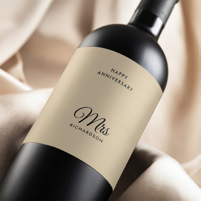 Anpassadet Surname Bröllop-årsdagen Vinflaska Etikett (Skapare uppladdad)