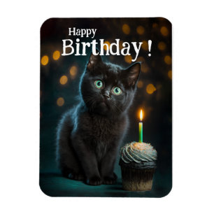 Anpassadet, Svart Kitten Birthday Magnet