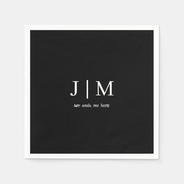 Anpassadet Svartvitt Bröllop Pappersservett (Framsidan)