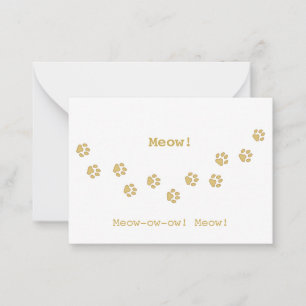 Anpassadet Tan Cat Paw Print Tracks Roligt Anteckningskort