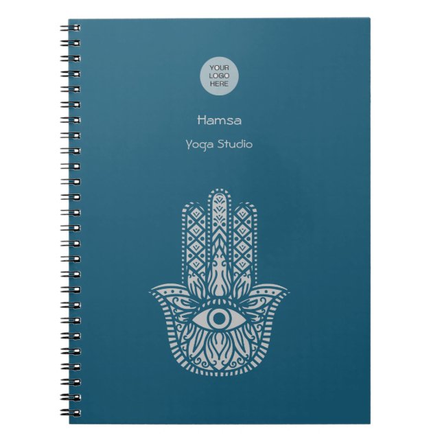 Anpassadet Teal Grönt Yoga Studio Hamsa  Anteckningsbok (Framsidan)