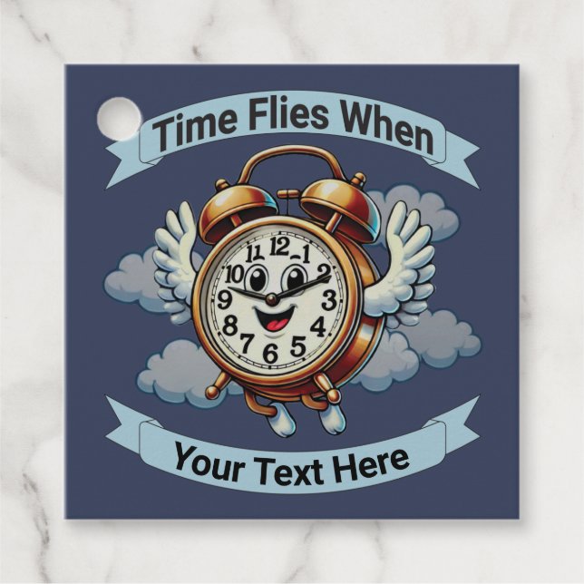 Anpassadet "Time Flies when" (flygklockslag) Gåvor Etiketter (Framsida)