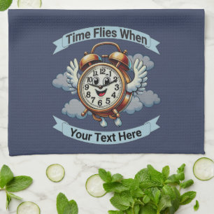 Anpassadet "Time Flies when" (flygklockslag) Kökshandduk