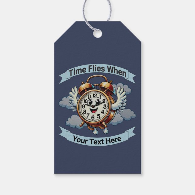 Anpassadet "Time Flies when" (flygklockslag) Presentetikett (Framsidan)