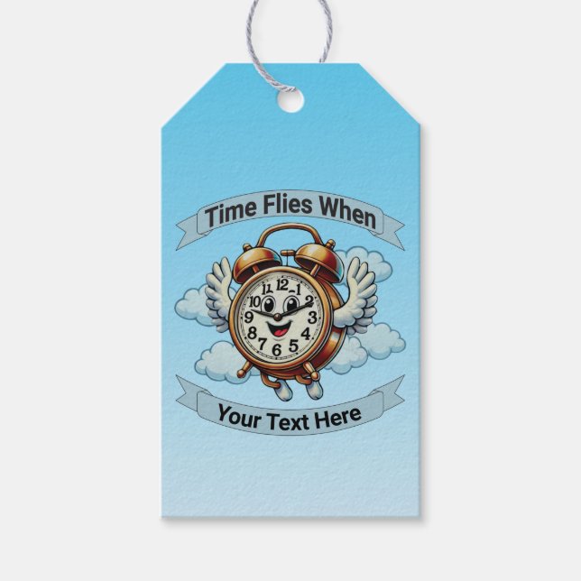 Anpassadet "Time Flies when" (flygklockslag) Presentetikett (Framsidan)
