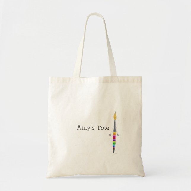 Anpassadet Tote Bag with Paintbrush Illustration ( Tygkasse (Framsidan)