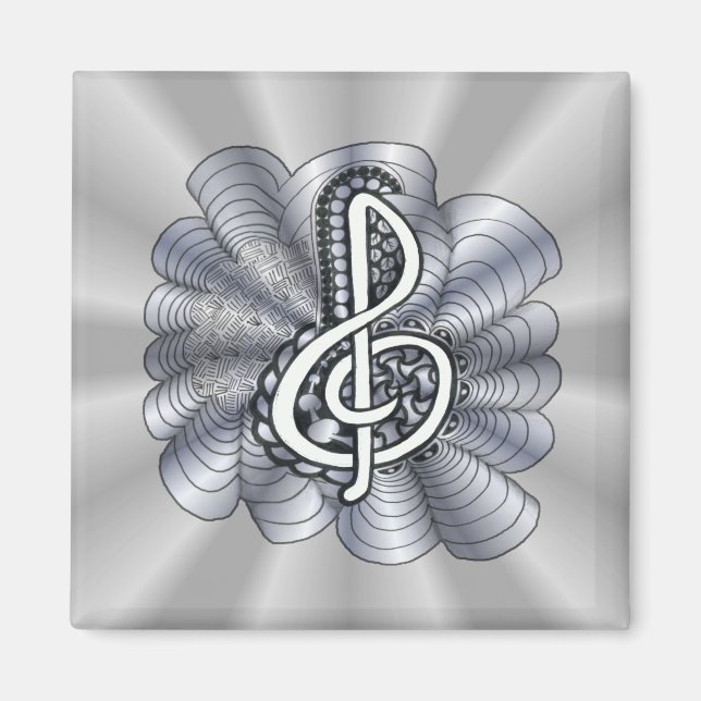 Anpassadet Treble Clef Silver Magnet (Framsidan)
