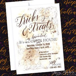Anpassadet Triats & Treats Haunted House Party Inbjudningar