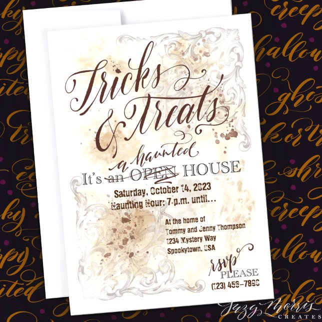 Anpassadet Triats & Treats Haunted House Party Inbjudningar (Skapare uppladdad)