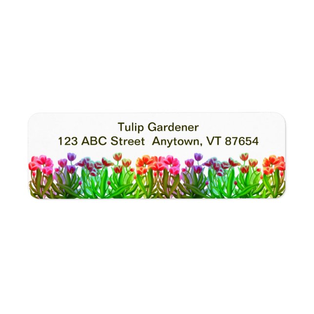 Anpassadet Tulip Garden Rainbow Returadress Etikett (Framsidan)