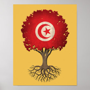 Anpassadet Tunisien Flagga Livets träd Poster