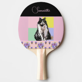 Anpassadet Tuxedo Cat Cats Pastel Rosa Girls Pingisracket