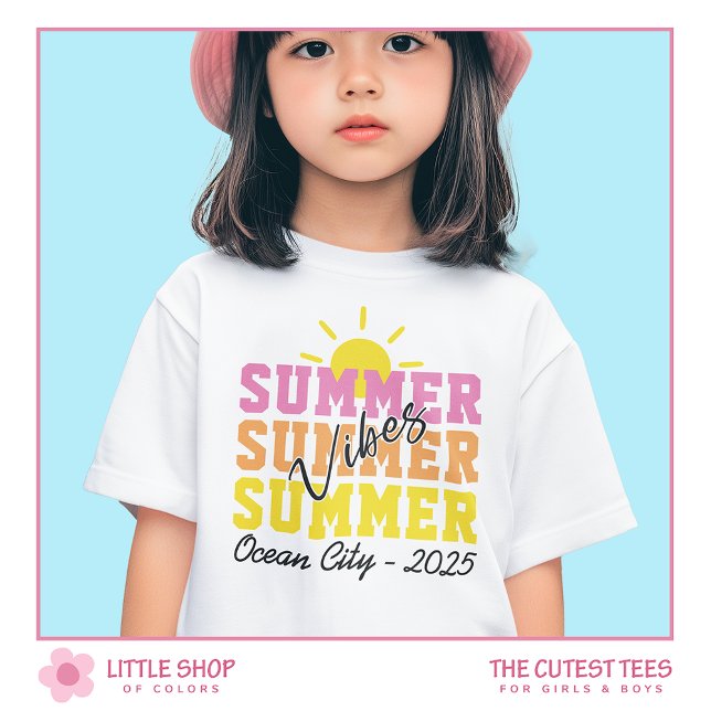 Anpassadet Typography Girls sommaren Vibes T Shirt (Skapare uppladdad)