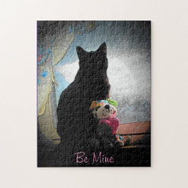 Anpassadet Valenpuzzle Kattunge och Plush Pussel