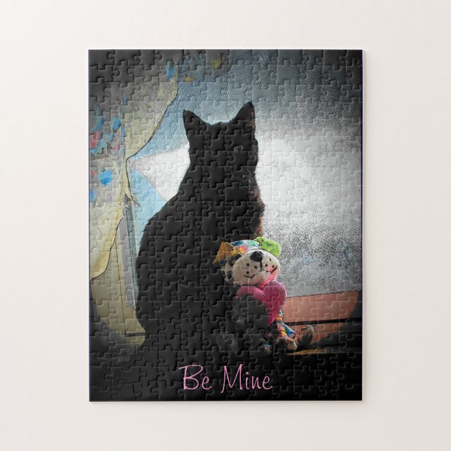 Anpassadet Valenpuzzle Kattunge och Plush Pussel (Vertikal)