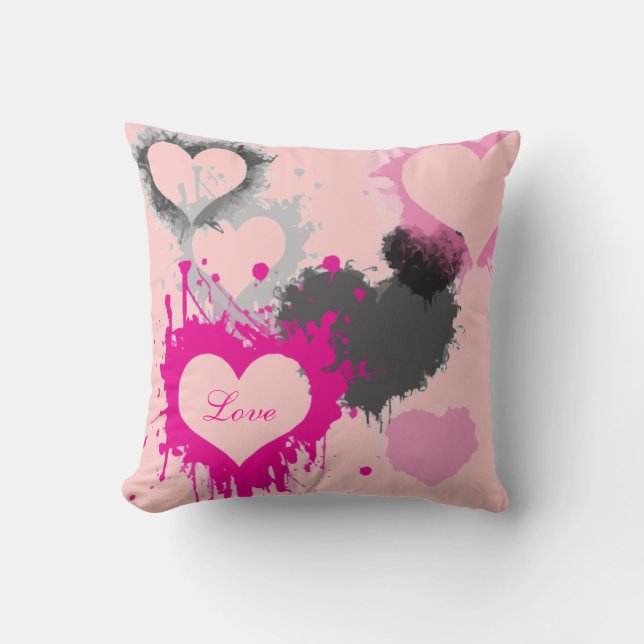Anpassadet Valentindagen Toss Pillow - Hjärter Kudde (Framsida)