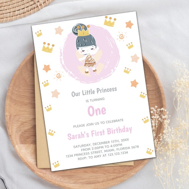 Anpassadet "Vår lilla prinsessa" Birthday Inbjudningar (Our Little Princess Birthday Invitations)