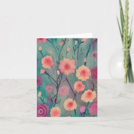 Anpassadet Vattenfärgsblommor i rosa Kort