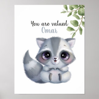 Anpassadet Viispering Raccoon Affirmations Poster