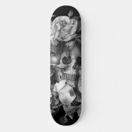 Anpassadet vintage Blommigt Skull, svartvitt Mini Skateboard Bräda 18,5 Cm