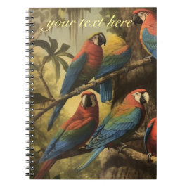 anpassadet vintage botaniska scenparroter anteckningsbok