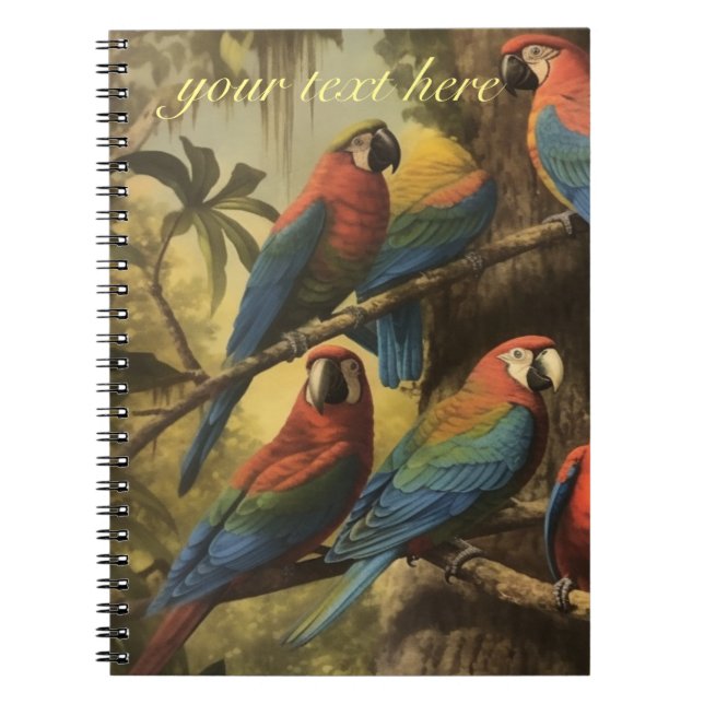 anpassadet vintage botaniska scenparroter anteckningsbok (Framsidan)