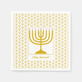 Anpassadet Vita Guld | Hanukkah | MENORAH Pappersservett