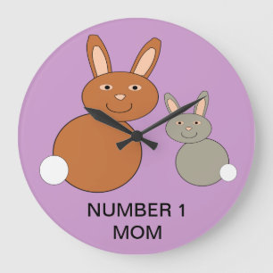 Anpassadet Wall Clock i Mors dag Bunnies Stor Klocka