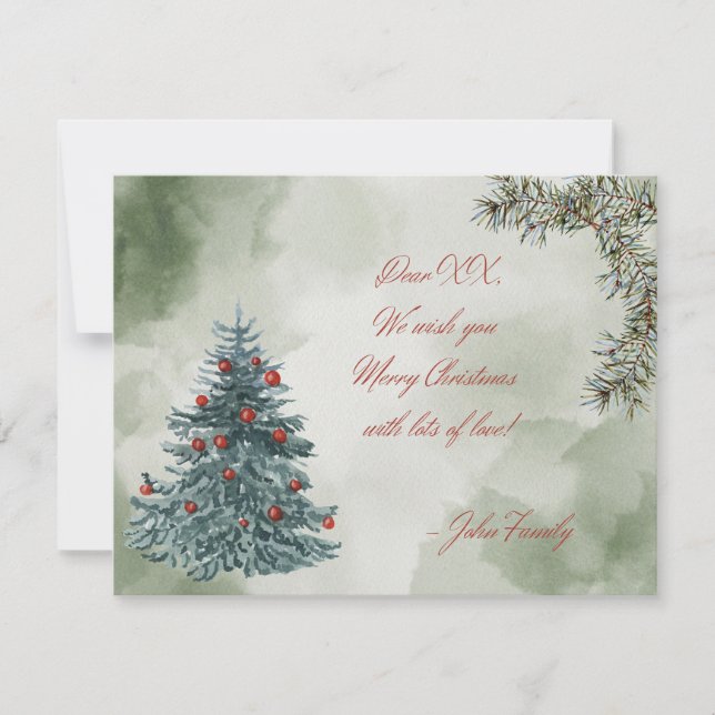 Anpassadet Watercolor Julgran Julkort (Framsida)