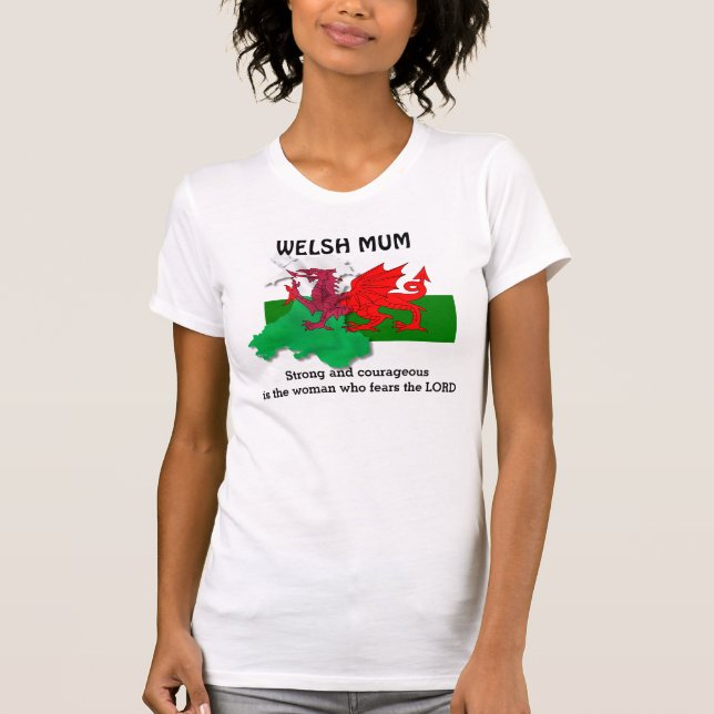 Anpassadet WELSH MORSA Flagga Wales T Shirt (Framsida)