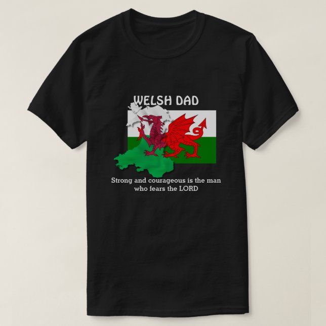 Anpassadet WELSH PAPPA Flagga Wales T Shirt (Design framsida)