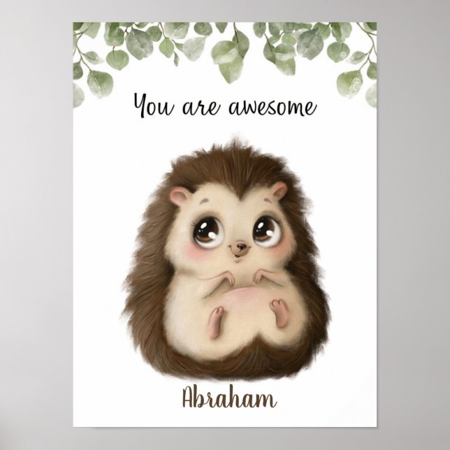 Anpassadet Whispering Hedgehog Affirmations Poster (Framsidan)