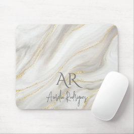 Anpassadet White Jade Marble Guld Glitter Musmatta